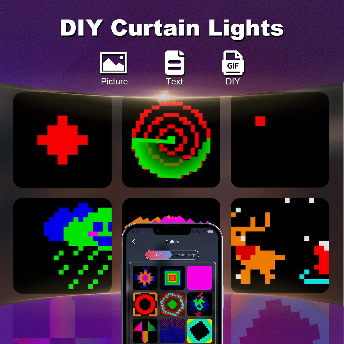 400 LED Smart Curtain Lights RGB Fairy Lights