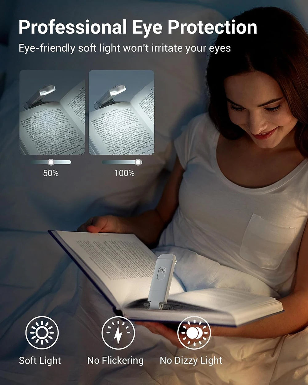 USB Rechargeable LED Clip-On Book Light
