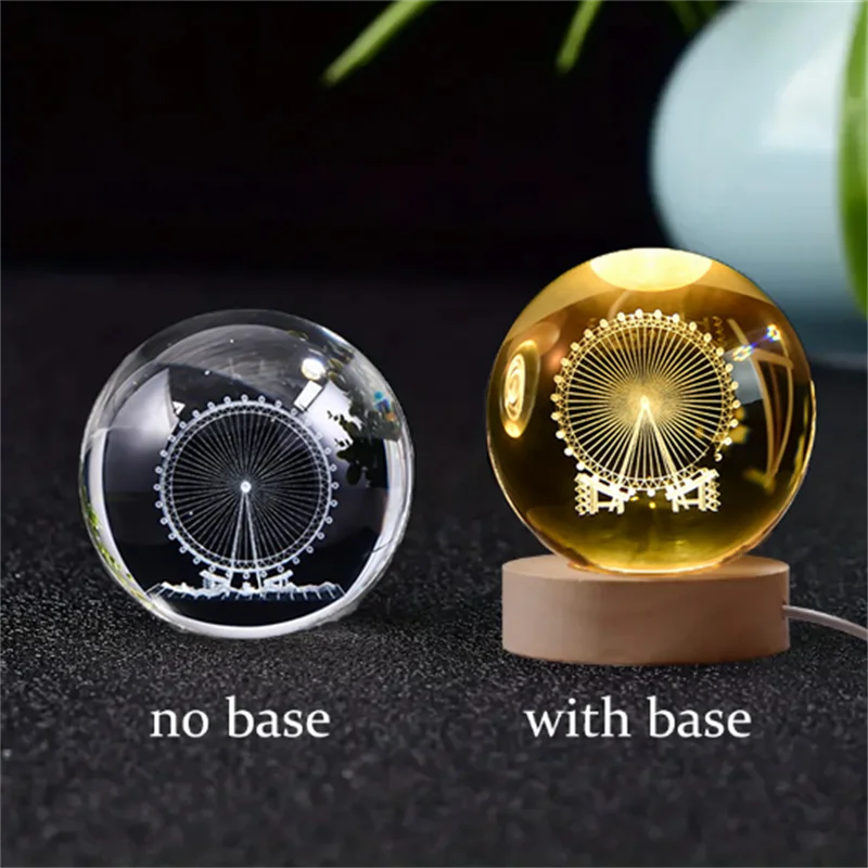 3D Crystal Ball Solar System Night Light