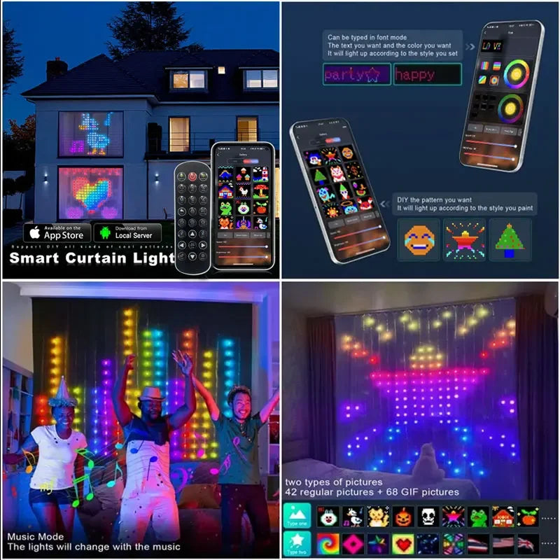 400 LED Smart Curtain Lights RGB Fairy Lights