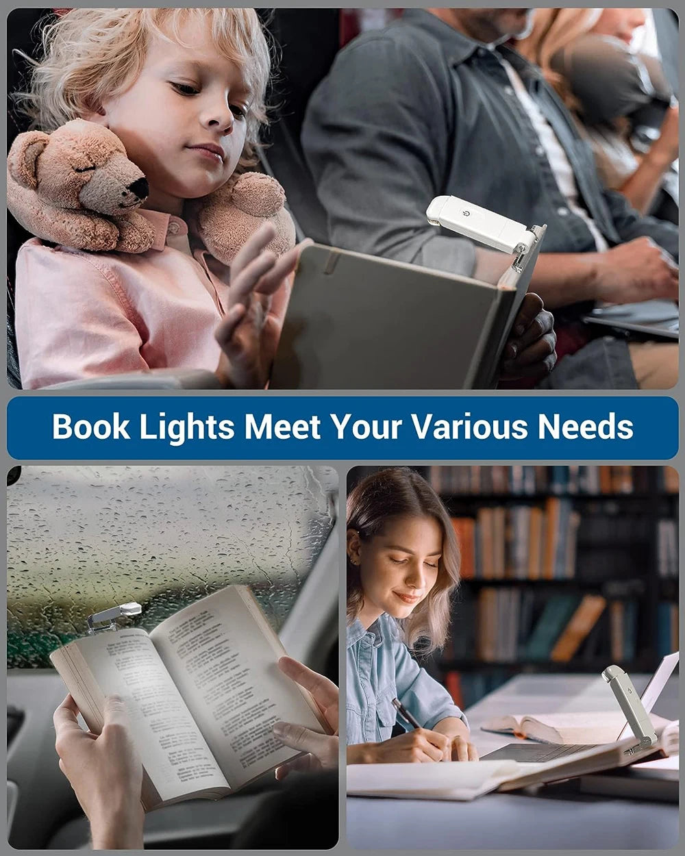 USB Rechargeable LED Clip-On Book Light