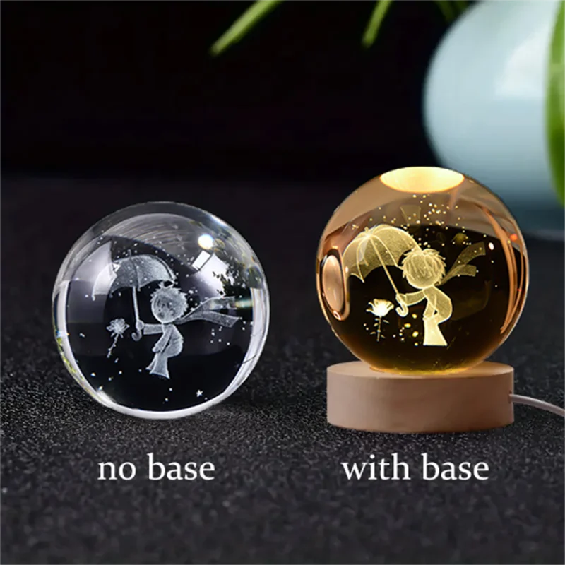 3D Crystal Ball Solar System Night Light