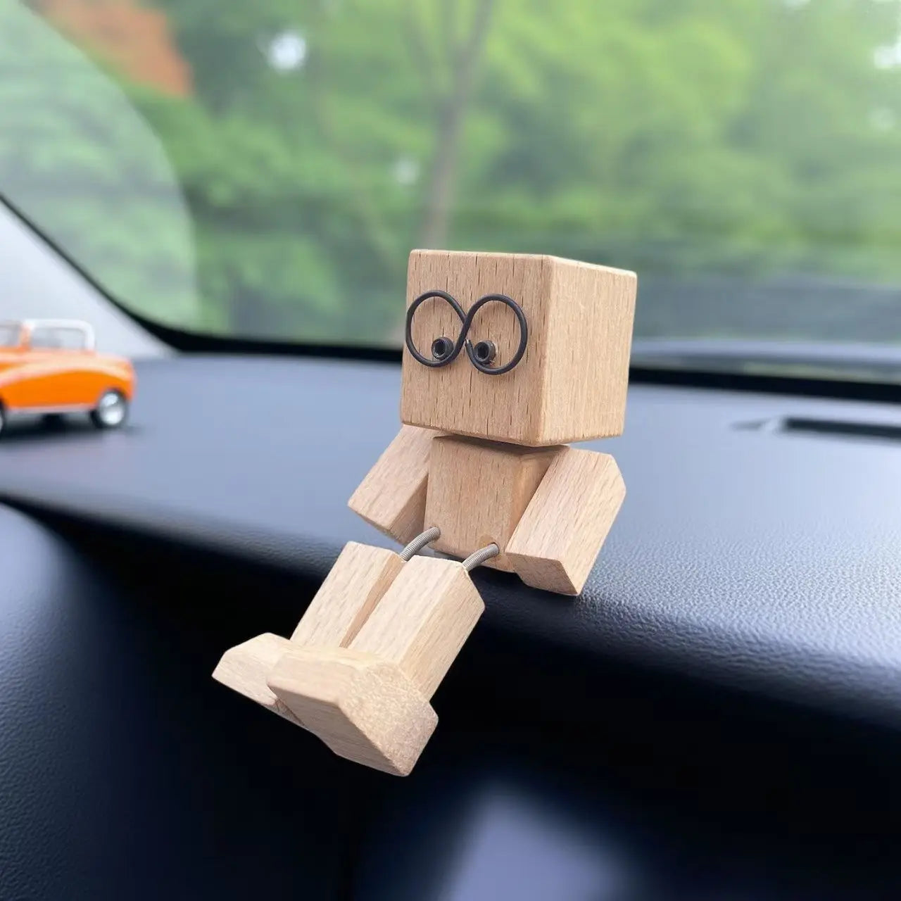 Wooden Shaking Leg Robot Car Decoration