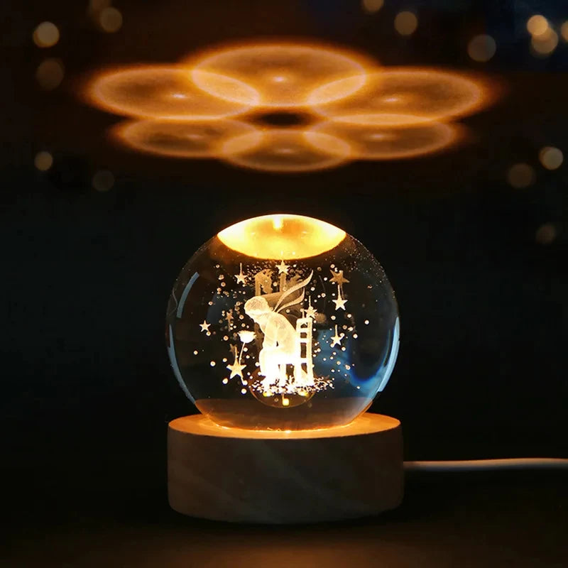 3D Crystal Ball Solar System Night Light