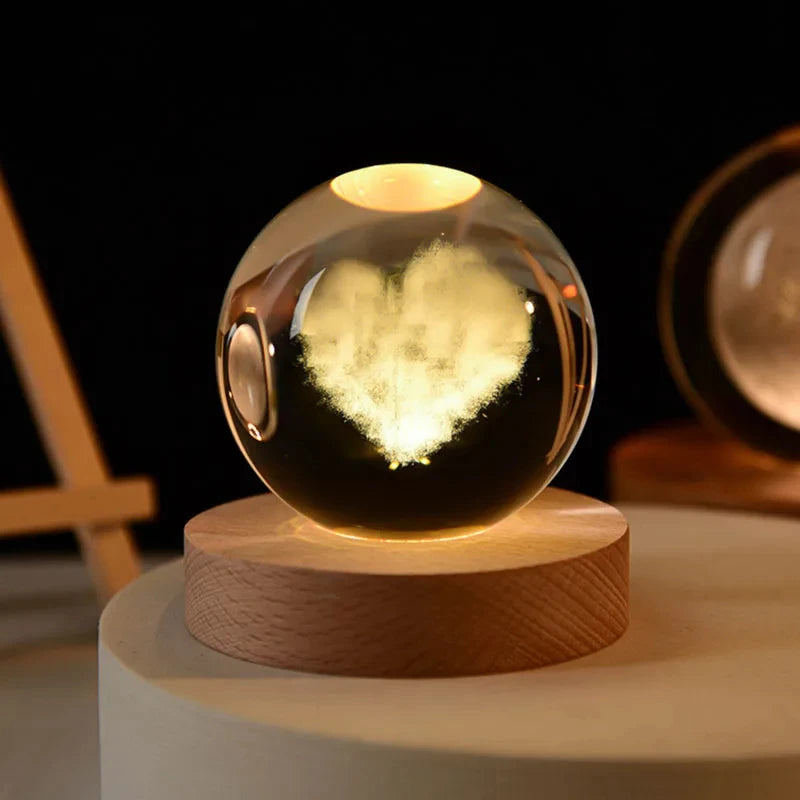 3D Crystal Ball Solar System Night Light