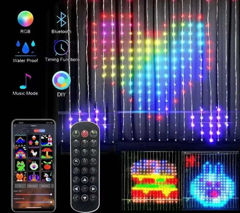 400 LED Smart Curtain Lights RGB Fairy Lights