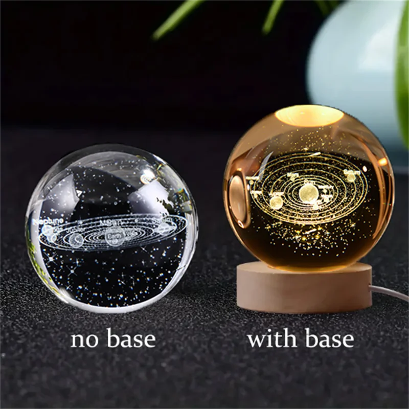 3D Crystal Ball Solar System Night Light