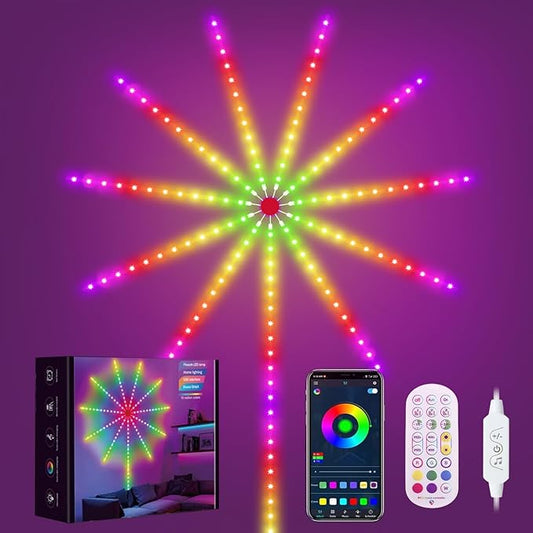 LED Fireworks Light Strip with Music Sync & App Control