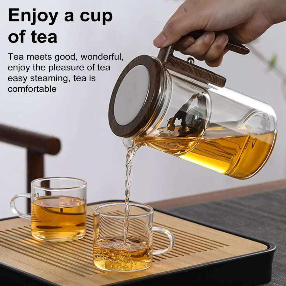 Glass Teapot with Wooden Handle & Infuser