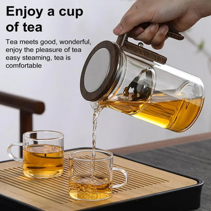 Glass Teapot with Wooden Handle & Infuser