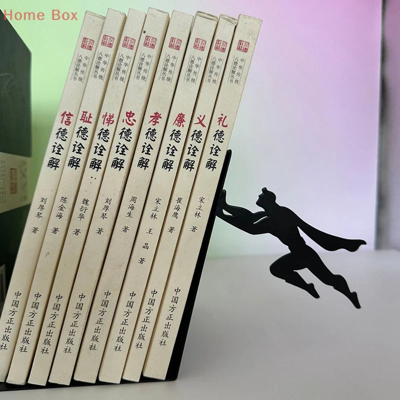 Creative Super Hero Bookshelf Figurines Metal Book