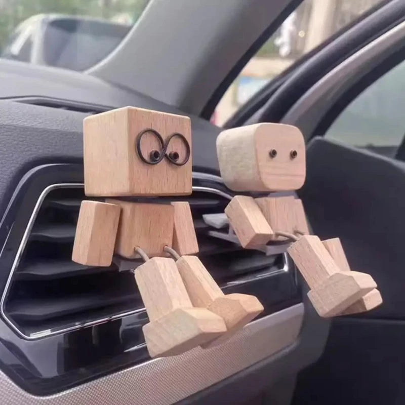 Wooden Shaking Leg Robot Car Decoration