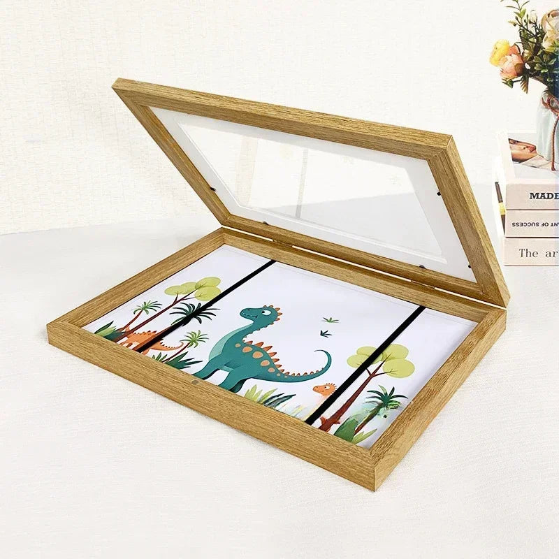 Magnetic Wooden Kids Easy Open Art Frame