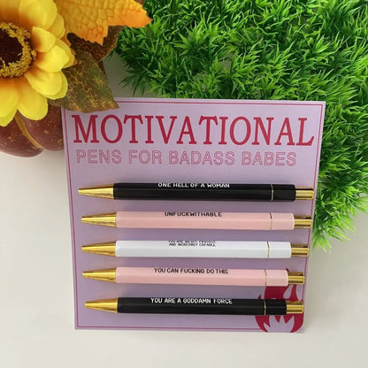 5PCS Funny Motivational Pen Set Ballpoint Pens