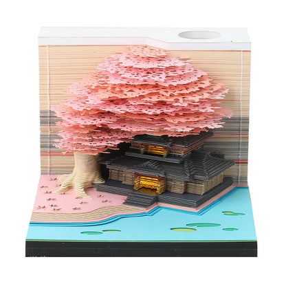 3D Notepad Sakura Treehouse 3D Calendar 2026
