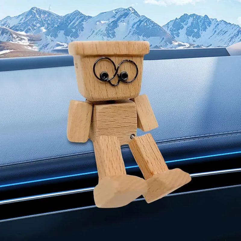 Wooden Shaking Leg Robot Car Decoration
