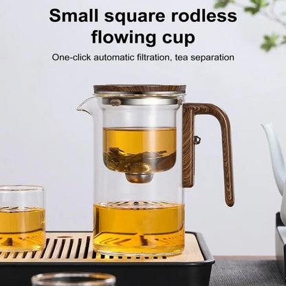 Glass Teapot with Wooden Handle & Infuser