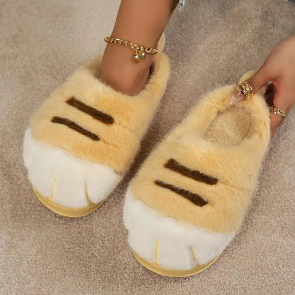 Soft Fuzzy Cat Paw Slippers