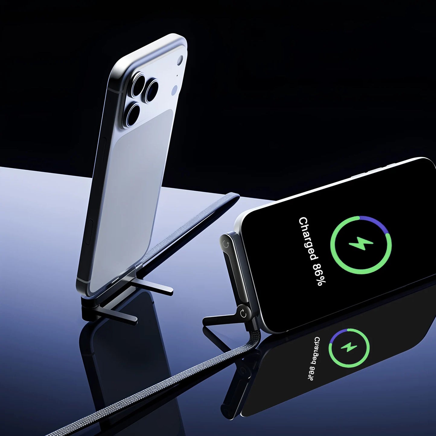 Fast Charging Foldable Metal Phone Holder Data Cable