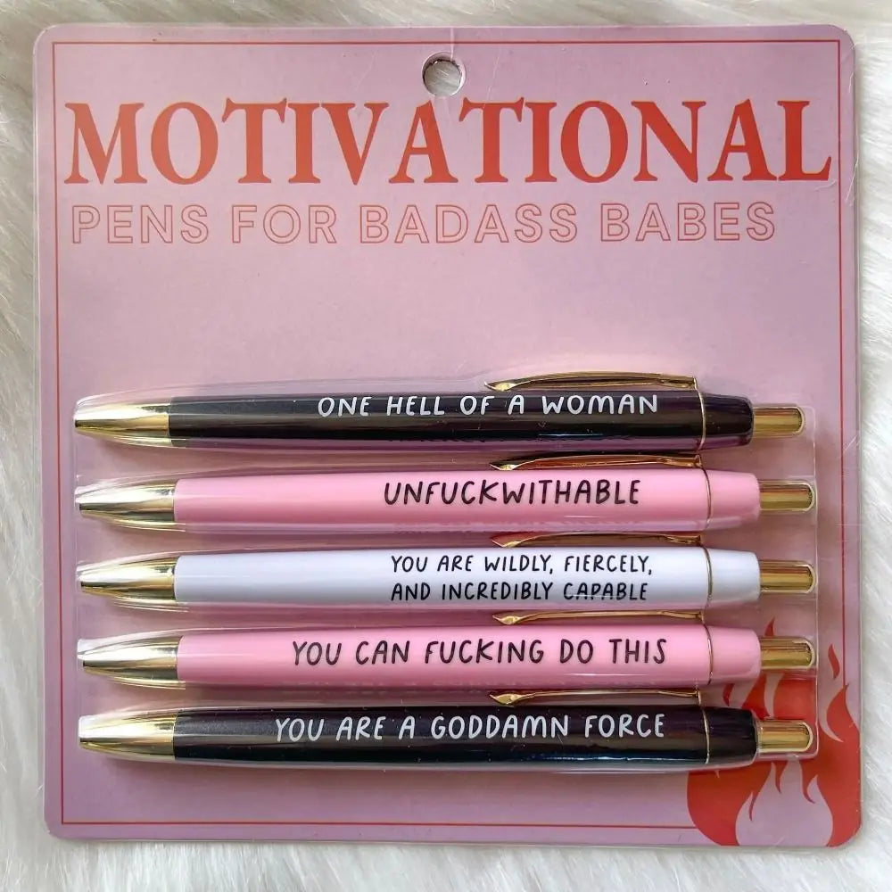 5PCS Funny Motivational Pen Set Ballpoint Pens