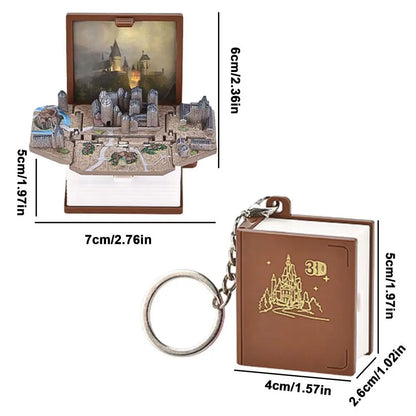 3D Magic Castle Foldable Book Keychain Toy