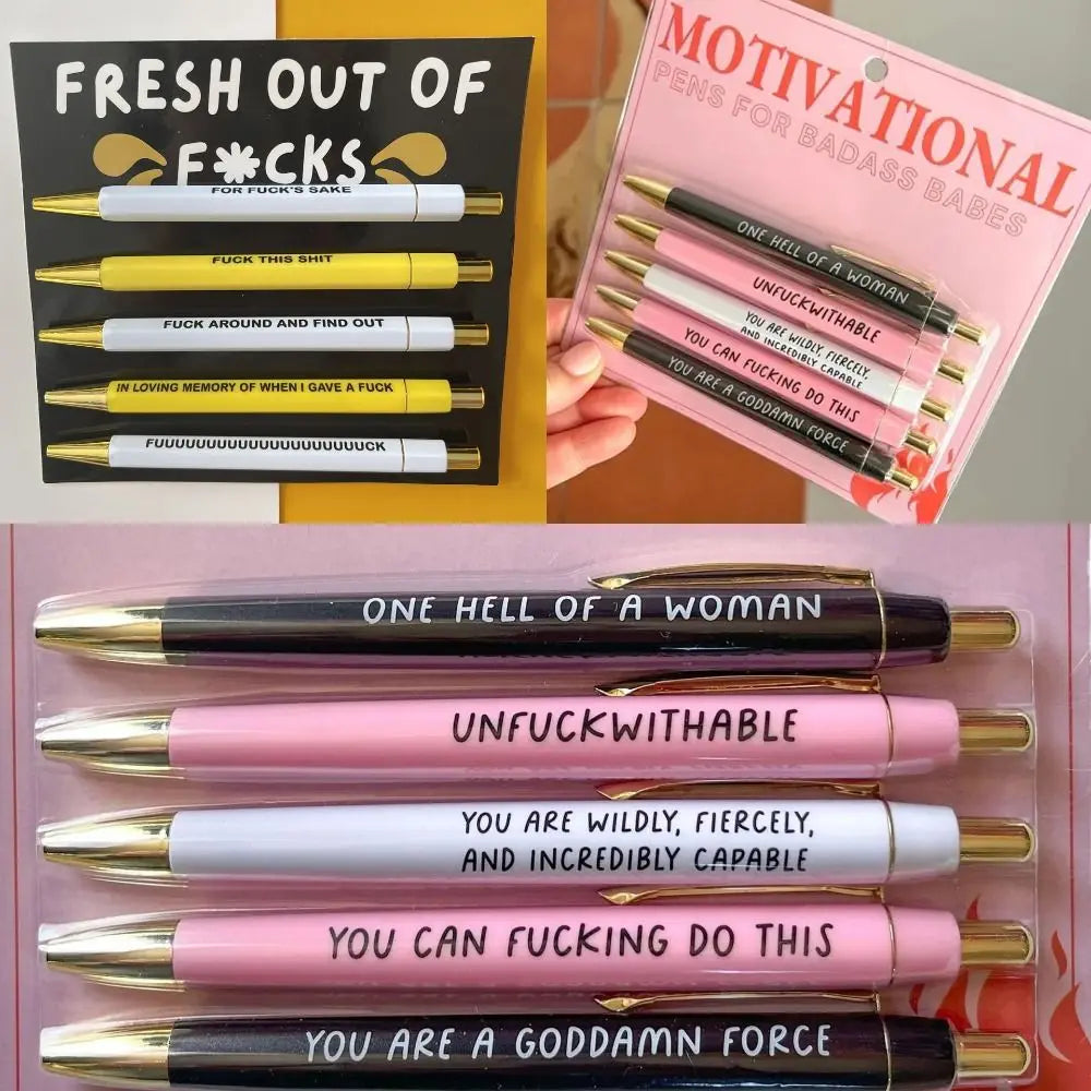 5PCS Funny Motivational Pen Set Ballpoint Pens